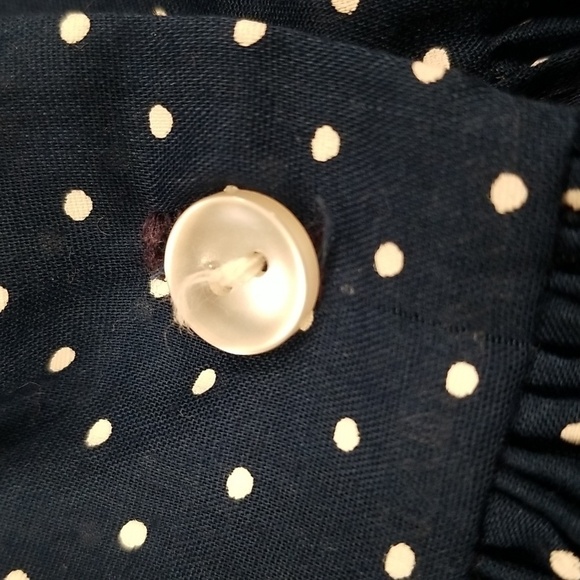 💕H.R.H.💕 Vintage Navy Blue Polka Dot Dress Lace Trim ~ 18 Months - Picture 5 of 10